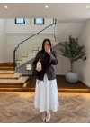 KAHVE KRUVAZE VOLAN DETAY CEKET-7733