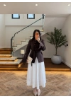 KAHVE KRUVAZE VOLAN DETAY CEKET-7733