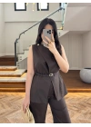 KAHVE KRUVAZE YELEK TAKIM-9176