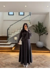 KAHVE KULPLU BAĞCIKLI ELBİSE-2417