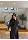 KAHVE KULPLU BAĞCIKLI ELBİSE-2417