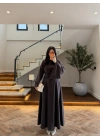 KAHVE KULPLU BAĞCIKLI ELBİSE-2417