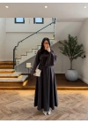 KAHVE KULPLU BAĞCIKLI ELBİSE-2417