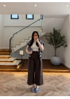 KAHVE ÖNDEN PİLELİ PANTOLON -1014