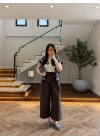 KAHVE ÖNDEN PİLELİ PANTOLON -1014