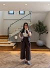 KAHVE ÖNDEN PİLELİ PANTOLON -1014