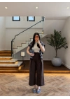 KAHVE ÖNDEN PİLELİ PANTOLON -1014