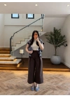 KAHVE ÖNDEN PİLELİ PANTOLON -1014