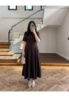 KAHVE ÖNÜ FERMUARLI ELBİSE -2341