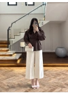 KAHVE ÖNÜ PİLELİ GÖMLEK -9243