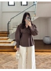 KAHVE ÖNÜ PİLELİ GÖMLEK -9243