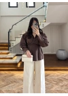 KAHVE ÖNÜ PİLELİ GÖMLEK -9243