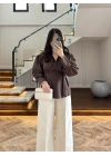 KAHVE ÖNÜ PİLELİ GÖMLEK -9243