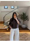KAHVE OVERSİZE CROP CEKET-26K1130