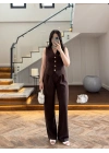 KAHVE PANTOLON YELEK TAKIM -247172