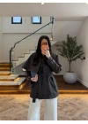 KAHVE PELERİN DETAY TRENCH -7764