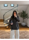 KAHVE PELERİN DETAY TRENCH -7764