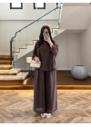 KAHVE PELERİNLİ PANTOLON TAKIM-9327