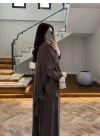 KAHVE PELERİNLİ PANTOLON TAKIM-9327