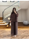 KAHVE PELERİNLİ PANTOLON TAKIM-9327