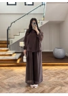 KAHVE PELERİNLİ PANTOLON TAKIM-9327