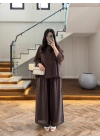 KAHVE PELERİNLİ PANTOLON TAKIM-9327