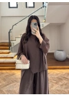 KAHVE PELERİNLİ PANTOLON TAKIM-9327