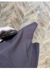 KAHVE PELERİNLİ TAŞLI ELBİSE -3198