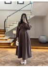 KAHVE PİLE DETAY ELBİSE -2399