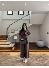 KAHVE PİLE DETAY TUNİK TAKIM -9182