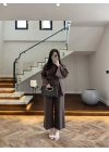 KAHVE PİLE DETAY TUNİK TAKIM -9182