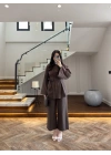 KAHVE PİLE DETAY TUNİK TAKIM -9182