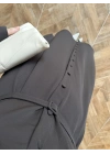 KAHVE PİLE DETAYLI KEMERLİ ELBİSE -2416