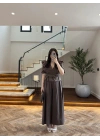 KAHVE PİLELİ PANTOLON -3903