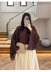 KAHVE TENSEL DRAPE BLUZ-D31096