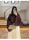 KAHVE TENSEL DRAPE BLUZ-D31096