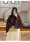 KAHVE TENSEL DRAPE BLUZ-D31096