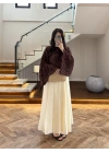 KAHVE TENSEL DRAPE BLUZ-D31096