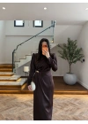 ( ÖN SİPARİŞ )KAHVE TOKA DETAY UZUN KOL ELBİSE-4201