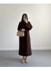 KAHVE UZUN TRİKO ELBİSE