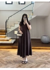KAHVE YAKALI PİKE ELBİSE - 4141