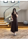 KAHVE YAKALI PİKE ELBİSE - 4141
