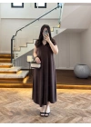KAHVE YAKALI PİKE ELBİSE - 4141