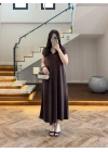 KAHVE YAKALI PİKE ELBİSE - 4141
