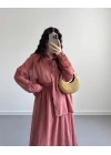 KEİT KİREMİT CRUSH ETEK GÖMLEK TAKIM
