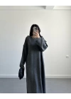 Kelly Antrasit Oversize Triko Elbise