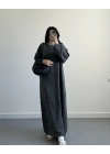 Kelly Antrasit Oversize Triko Elbise