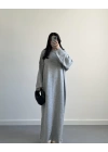 Kelly Gri Oversize Triko Elbise