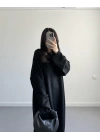 Kelly Siyah Oversize Triko Elbise