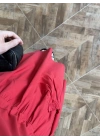 KIRMIZI BEL BÜZGÜLÜ CEPLİ ELBİSE-30731